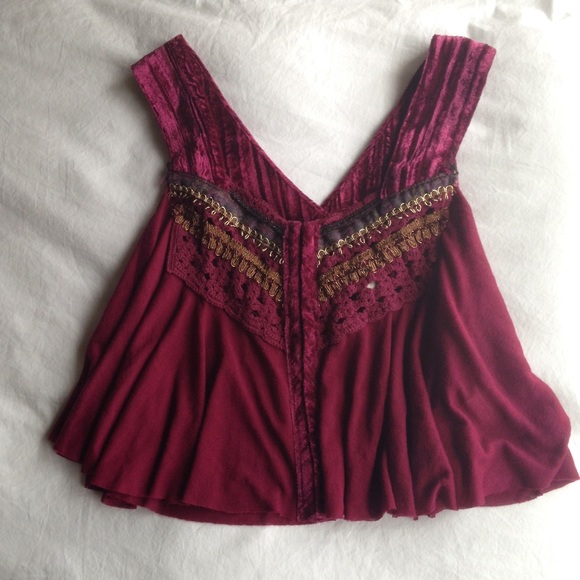 Free People Maroon Velvet Top