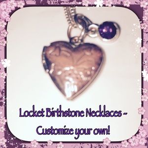 💜Silver Locket with Choice of Birthstone Charm💜