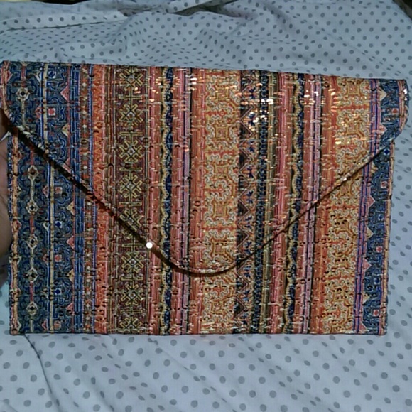 Multi colored envelope clutch