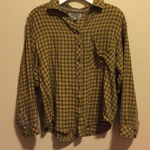 Yellow and forest green plaid shirt