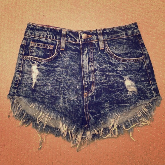 Nasty Gal acid wash high waisted shorts