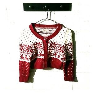 White and burgundy winter, Christmas sweater