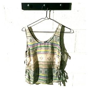Light Aztec, tribal print tank top. Festival style