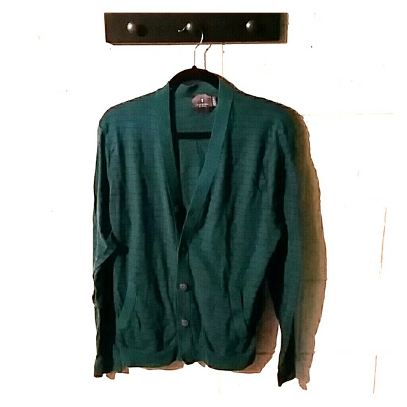 Teal and black, stripped cardigan