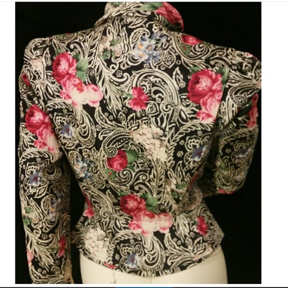 Sold-Vintage Rose 100% Silk Blazer-Sz 6 - Picture 2 of 2