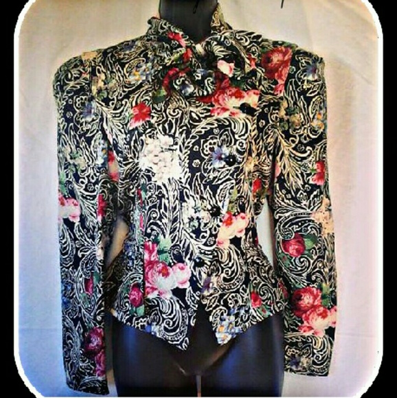 Vintage Jackets & Blazers - Sold-Vintage Rose 100% Silk Blazer-Sz 6