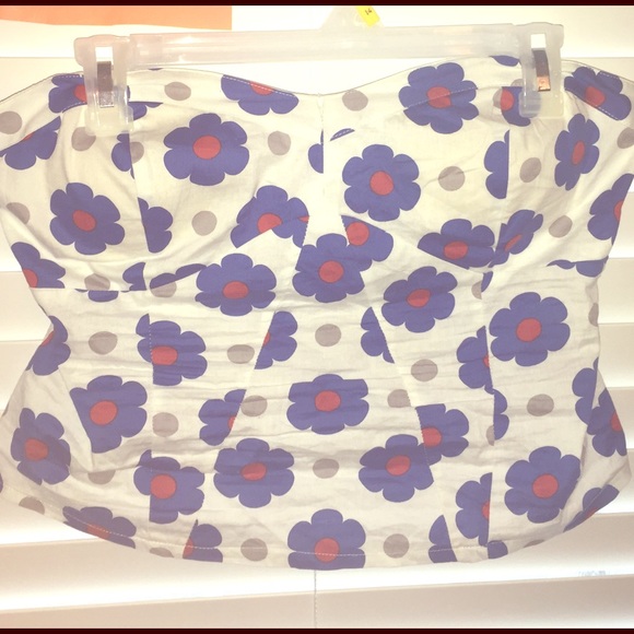 strapless crop floral top