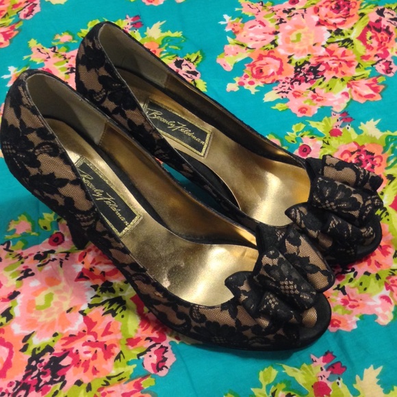 Betsey Johnson Lacey Bow - Peep Toe Heels