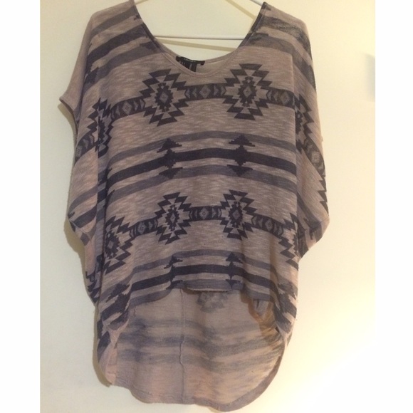 Slouchy Aztec High-Low Knit Top