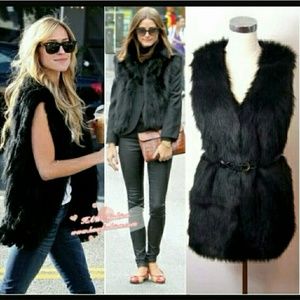 Black Faux Fur Vest