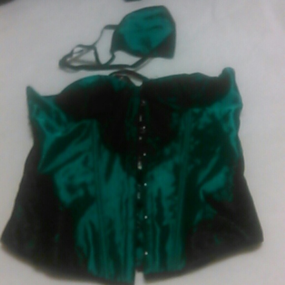 Brand new green and black corset