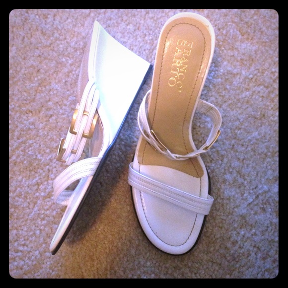 White wedge sandals