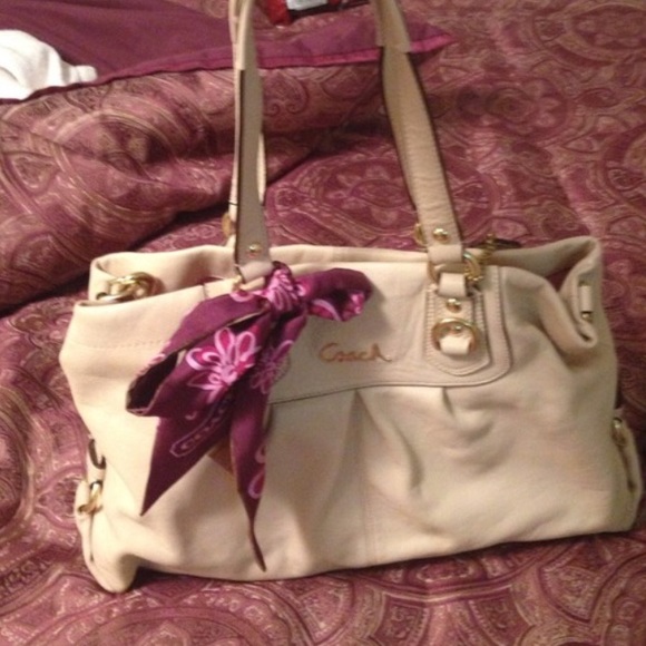 Light tan authentic leather Coach bag