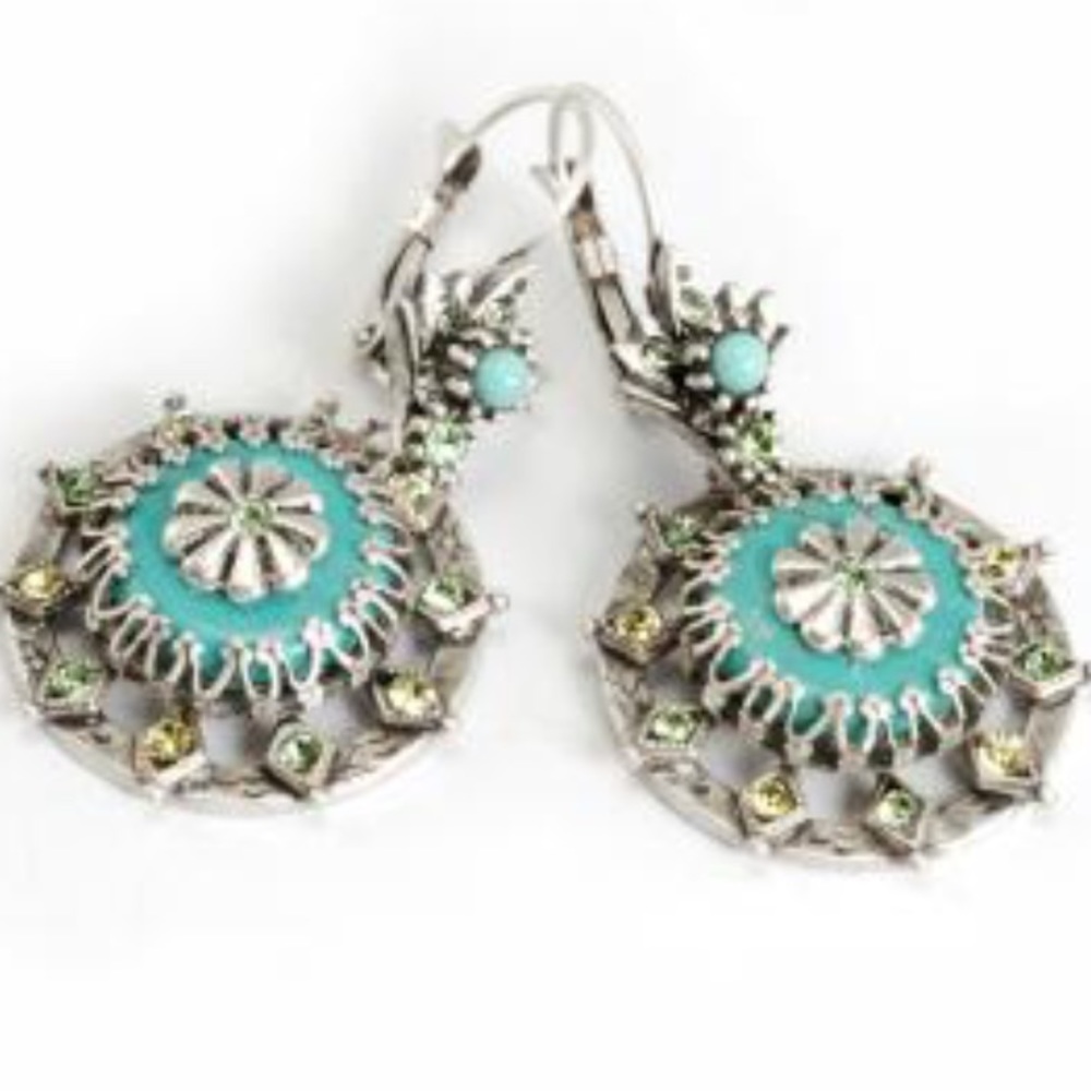 Gorgeous GenuineTurquoise Medallion Earrings, NWT