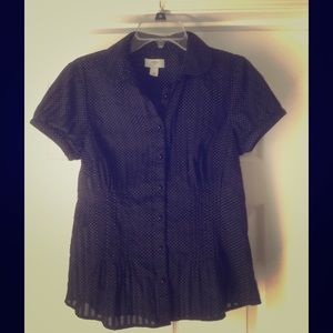 Ann Taylor LOFT Black/White Polka Dot Blouse