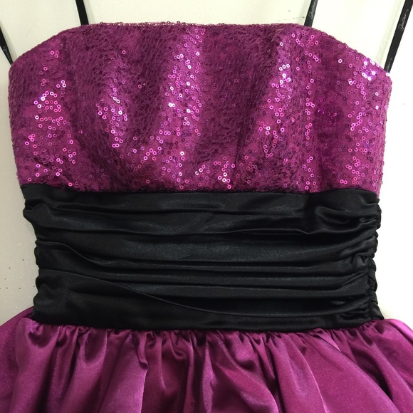 Speechless Strapless Sparkly Satin Dress 3 - Picture 2 of 4