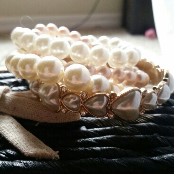 Pearl and Heart-band Bracelets