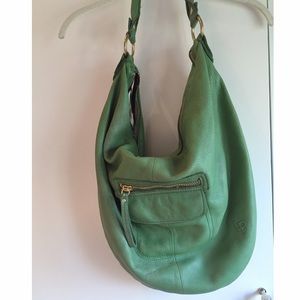 Linea Pelle hobo bag in a rare green color.