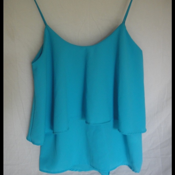 Flowy Aqua Blue Spaghetti Strap Tank Top