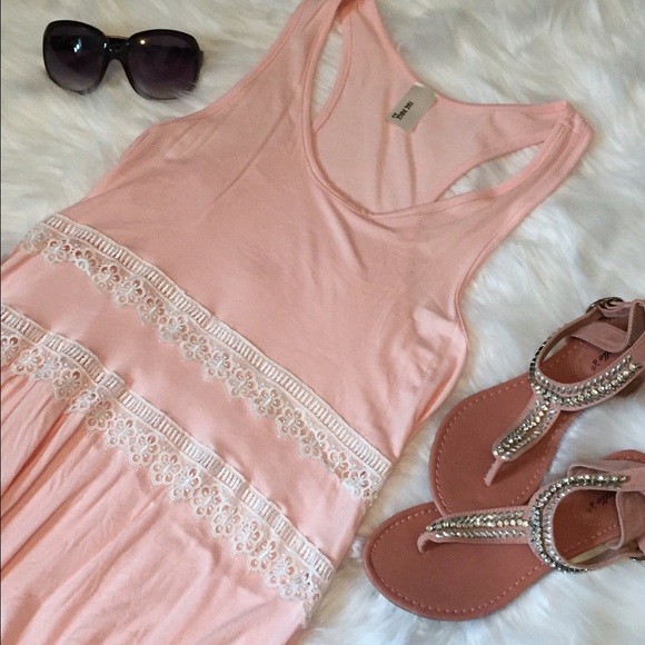 🎈LAST ONE🎈Pink Lace Crochet Boho Beach Dress - Picture 4 of 4
