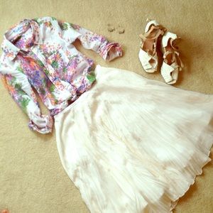 Victorias Secret silk blend flowy midi skirt