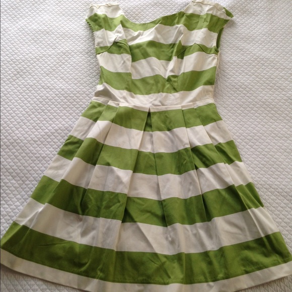 Green and white cabana striped sundress