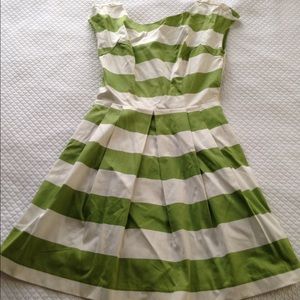 Green and white cabana striped sundress