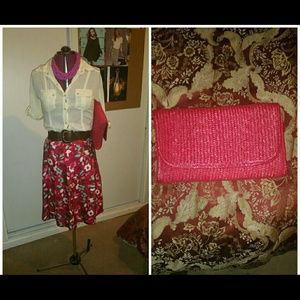 Skirt and belt, blouse and bag