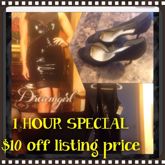 Black sequence dress/Shoes BRAND NEW DRESS w tags