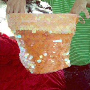 Orange Iridescent Sequin Tube Top