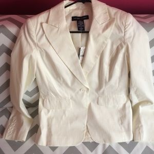 Cream and blue pinstripe blazer