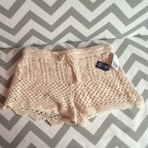 Cream crochet shorts size L