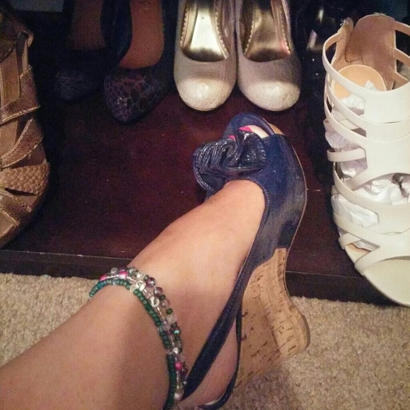 Steve Madden royal blue wedge heel sling backs
