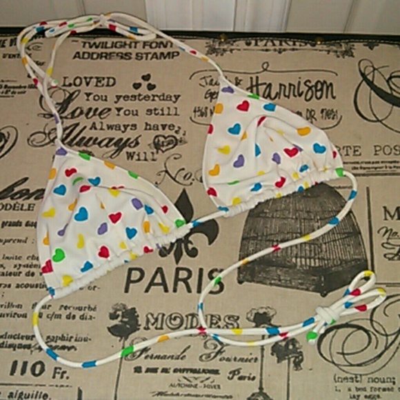 D/DDD Shoshanna Swimwear Rainbow Hearts Bikini Top