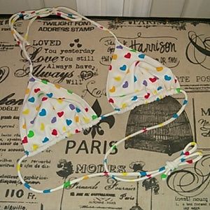D/DDD Shoshanna Swimwear Rainbow Hearts Bikini Top