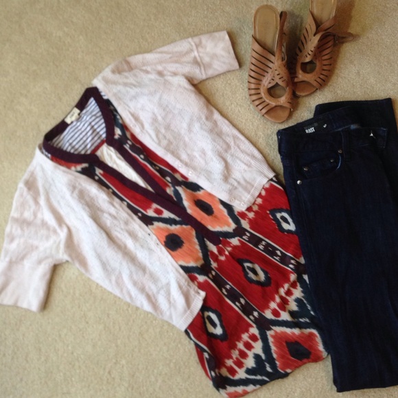 Anthropologie beige pointelle cardigan