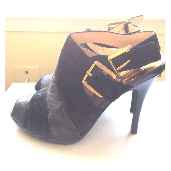 Suede & leather black Michael Kors sling backs