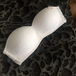 PINK bandeau- white lace