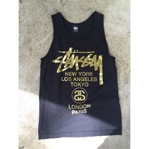 Black & Gold STUSSY Tank top