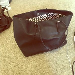 Black tote handbag