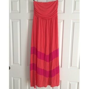 Forever 21 pink coral maxi dress color block small