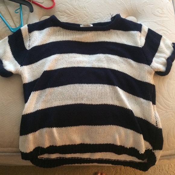 Navy and White Crop Sweater