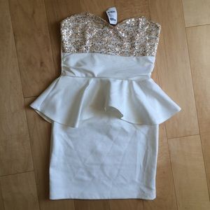New Charlotte Russe white gold sequin dress medium