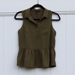 American Eagle Green Peplum Style Top