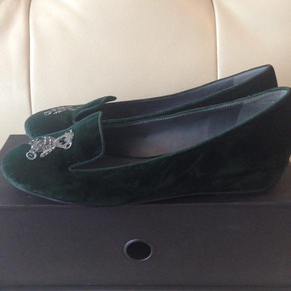 Deep green teddy bear flats