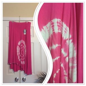 Pink high low maxi skirt