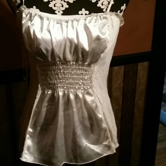 Ivory jersey and silk tank