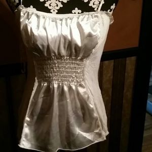 Ivory jersey and silk tank