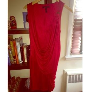 BCBG Maxazria red drape silk dress