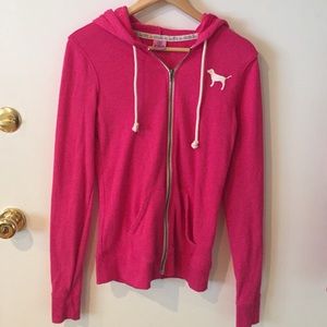Pink Victoria Secret Zip Hoodie.